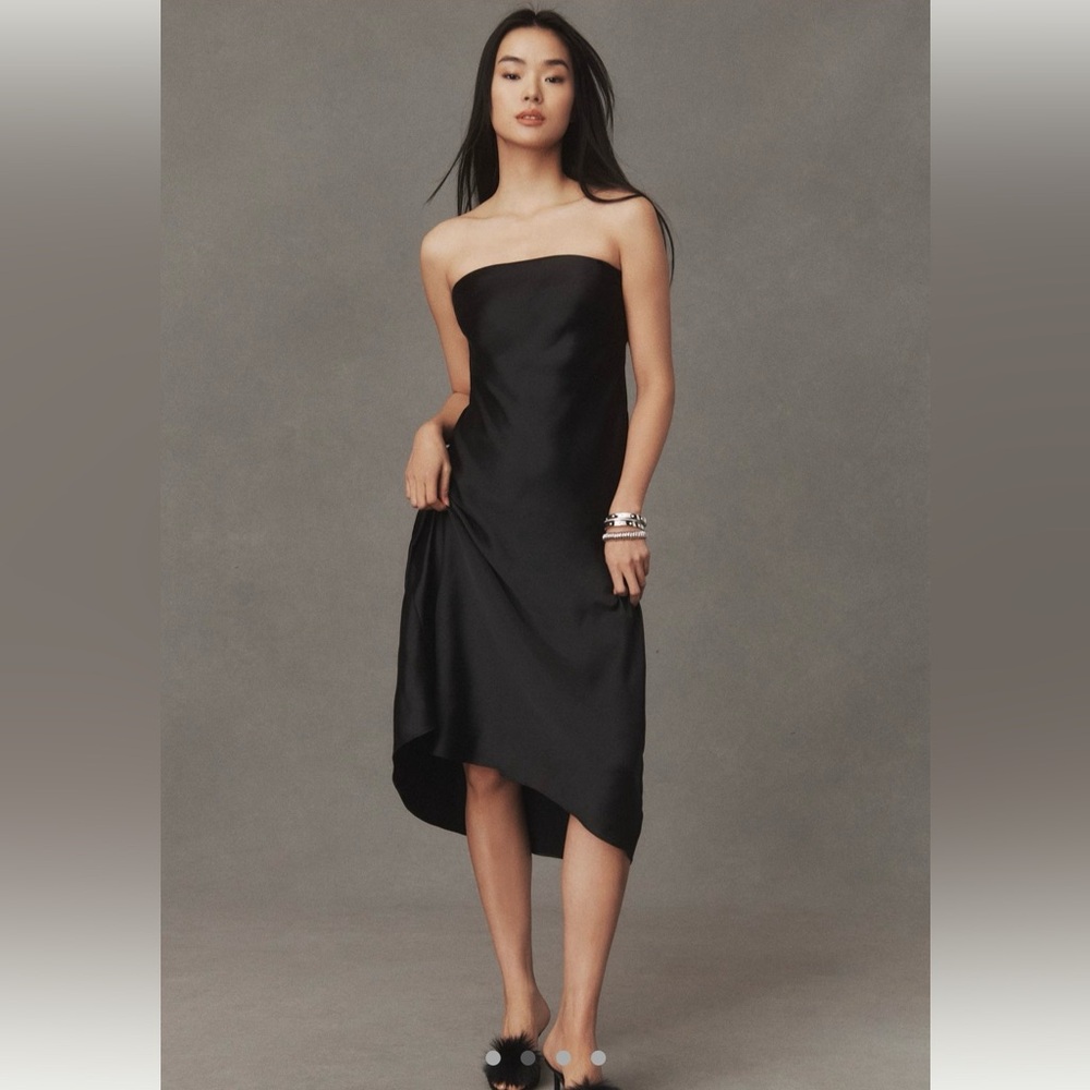 BHLDN black satin dress(straps are detachable) XL, NWT attached, never worn.